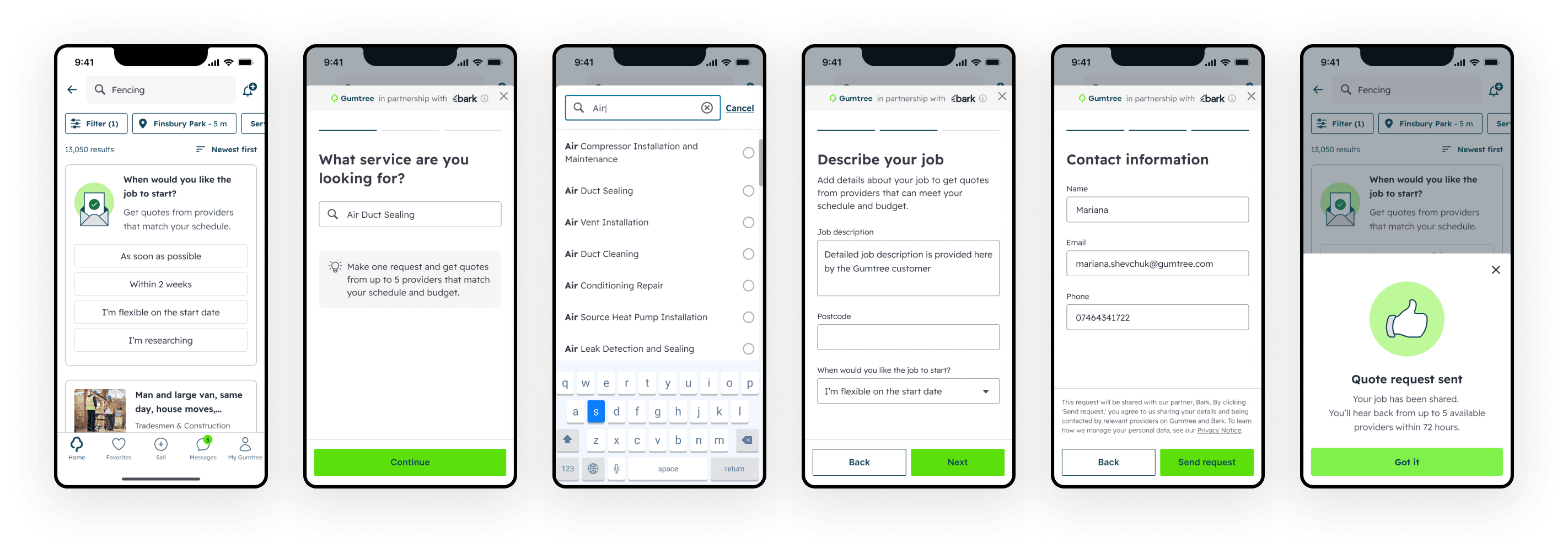 Post a job feature user flow showing the complete journey from job posting to provider selection